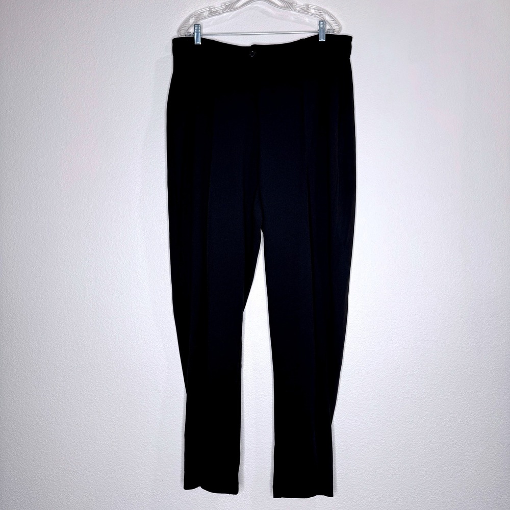 STANDARDS & PRACTICES Erica Pintuck Crepe Wide Leg Trousers Dress Pants 16 Black